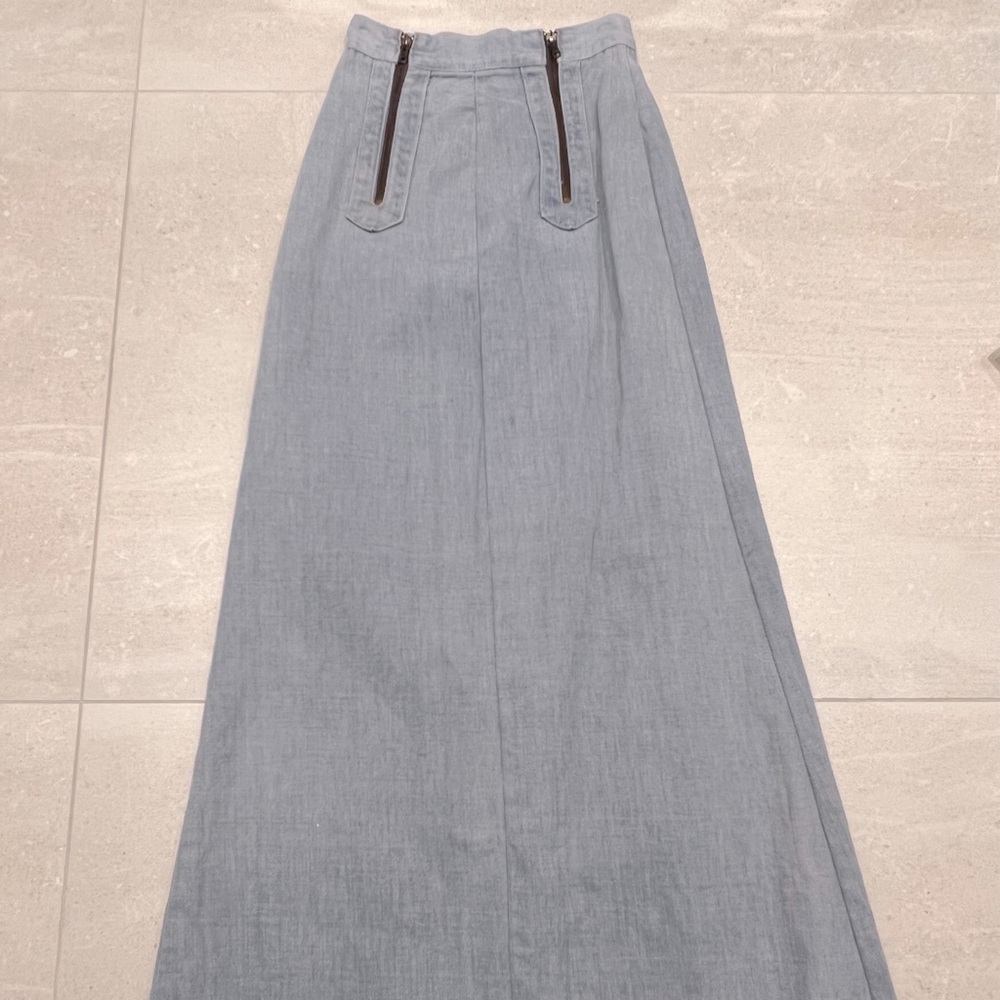 Vintage double zipper denim skirt